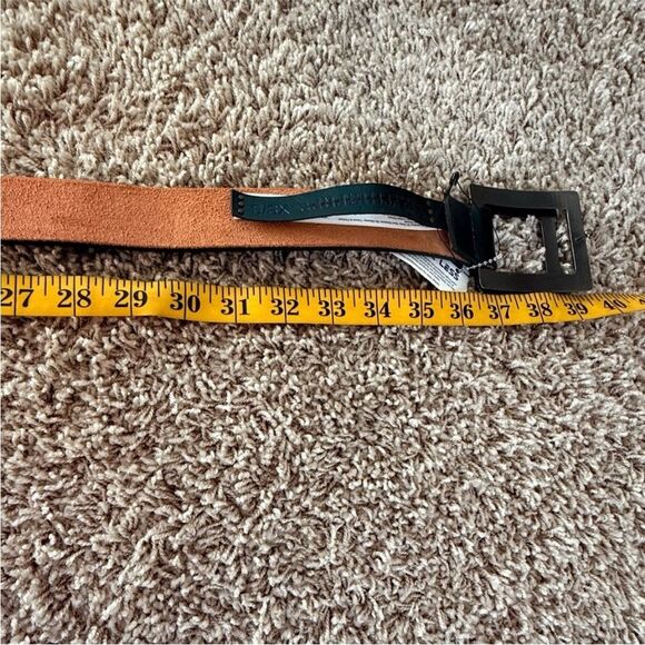 Free People Rowan Metallic Green Leather Boho Double Buckle Belt Size XS/SM NWT - Picture 9 of 11